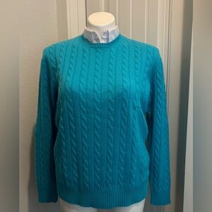 Manrico  Cashmere Turquoise Cable Knit Sweater